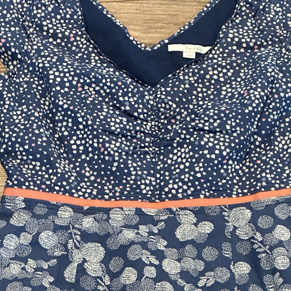 Boden Navy Floral Cap-Sleeve Sheath Dress with Pink Belt - Picture 3 of 9